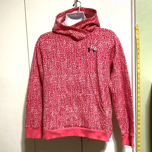 UNDER ARMOUR Rival Fleece Pink Cheetah Leopard Print Hoodie Youth XL - Picture 5 of 12